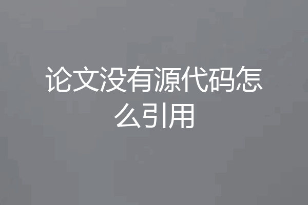 论文没有源代码怎么引用