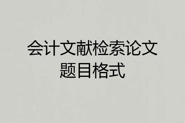 会计文献检索论文题目格式