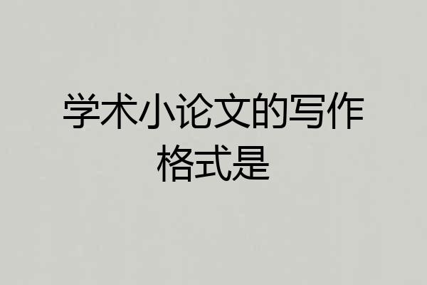 学术小论文的写作格式是