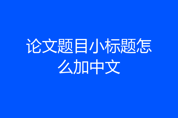 论文题目小标题怎么加中文