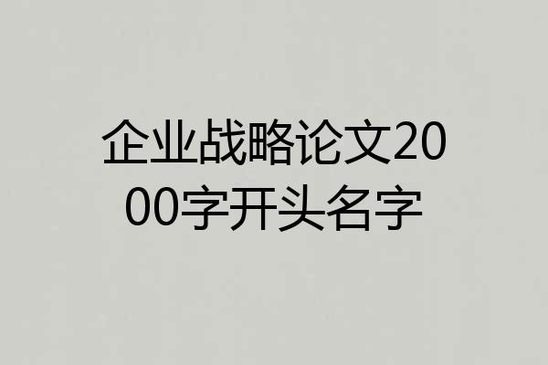 企业战略论文2000字开头名字