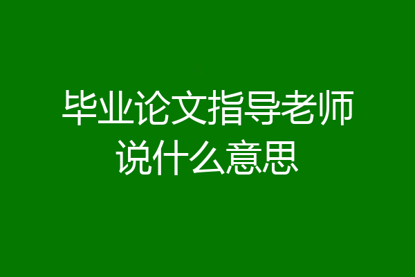 毕业论文指导老师说什么意思