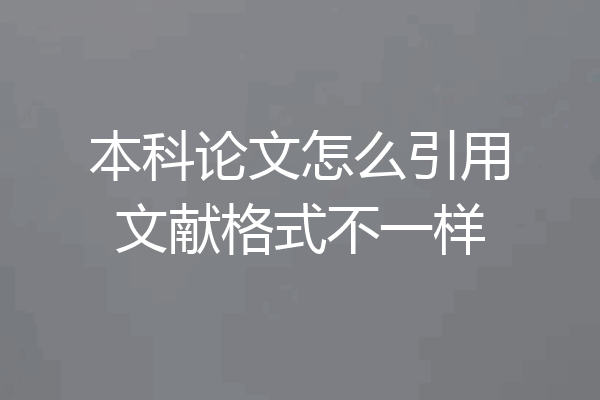 本科论文怎么引用文献格式不一样