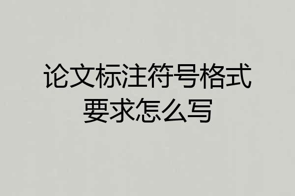 论文标注符号格式要求怎么写