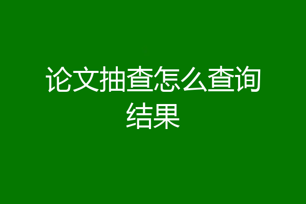 论文抽查怎么查询结果