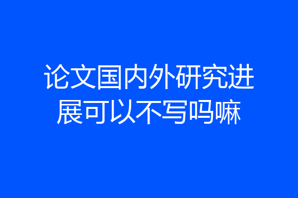论文国内外研究进展可以不写吗嘛