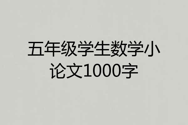 五年级学生数学小论文1000字