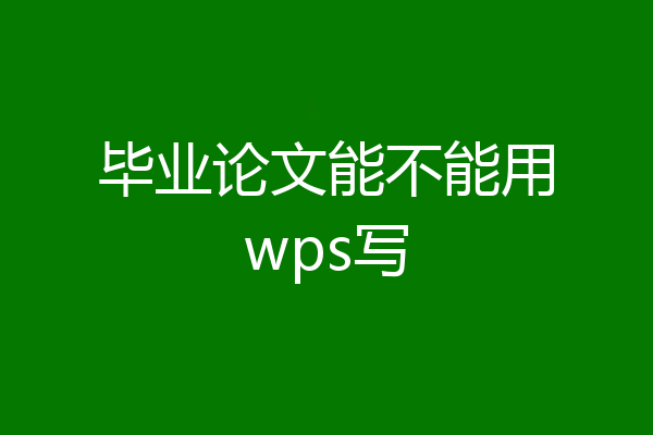 毕业论文能不能用wps写