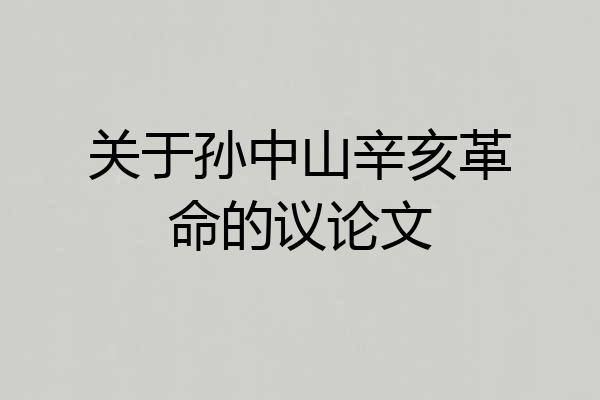 关于孙中山辛亥革命的议论文