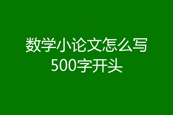 数学小论文怎么写500字开头
