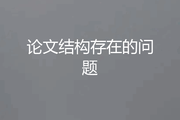 论文结构存在的问题