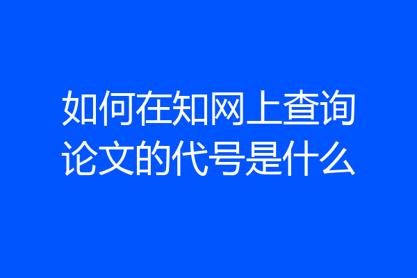 如何在知网上查询论文的代号是什么