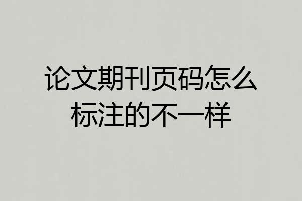 论文期刊页码怎么标注的不一样