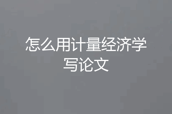 怎么用计量经济学写论文