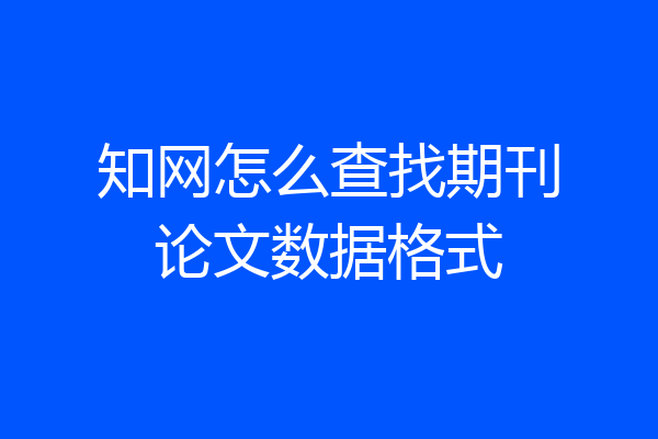知网怎么查找期刊论文数据格式