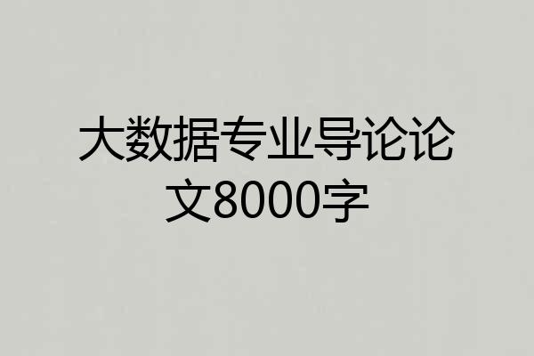 大数据专业导论论文8000字