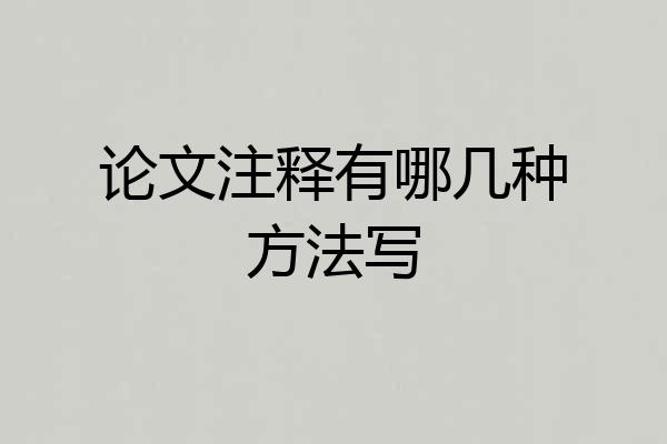 论文注释有哪几种方法写