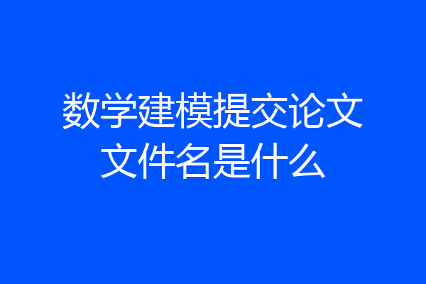 数学建模提交论文文件名是什么