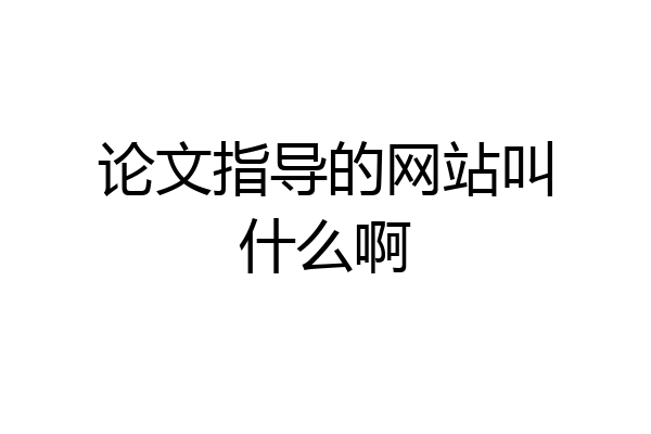 论文指导的网站叫什么啊