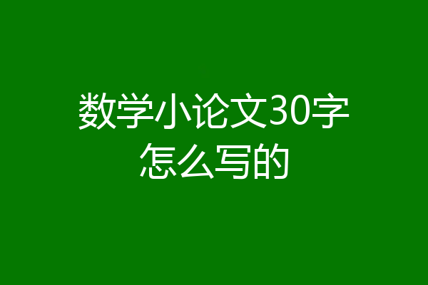 数学小论文30字怎么写的