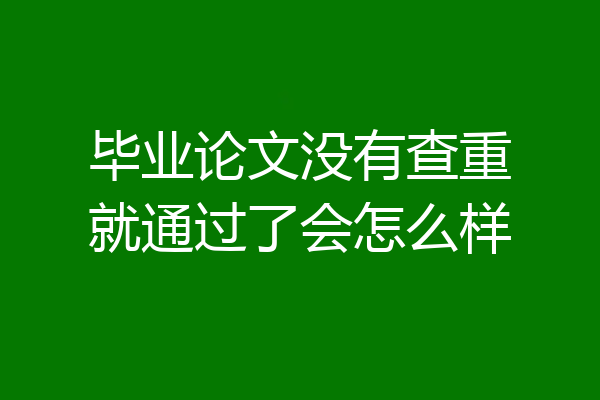 毕业论文没有查重就通过了会怎么样