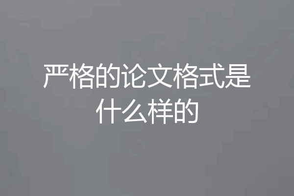 严格的论文格式是什么样的