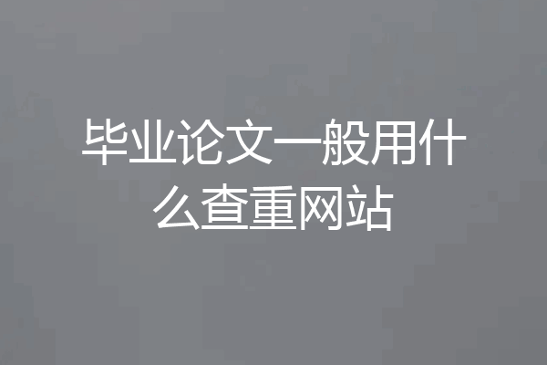 毕业论文一般用什么查重网站