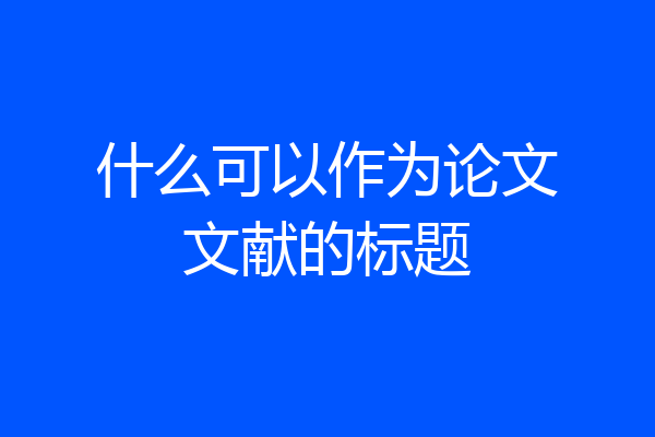 什么可以作为论文文献的标题