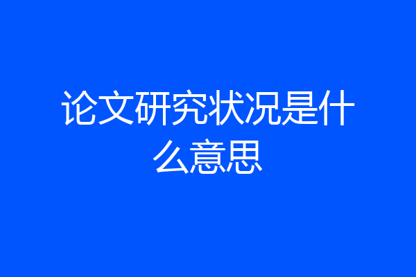 论文研究状况是什么意思