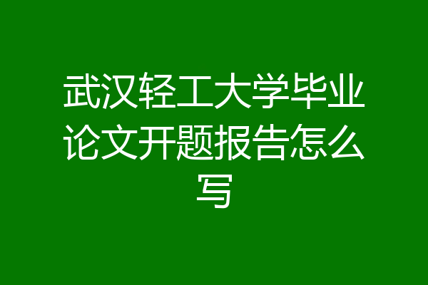 武汉轻工大学毕业论文开题报告怎么写
