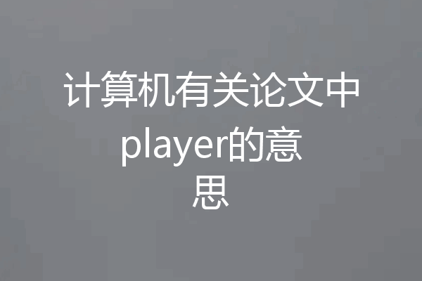 计算机有关论文中player的意思