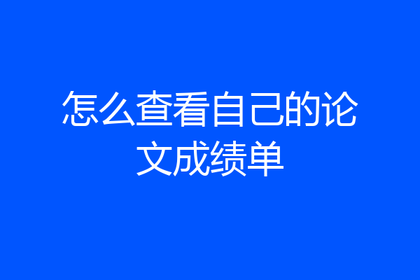 怎么查看自己的论文成绩单