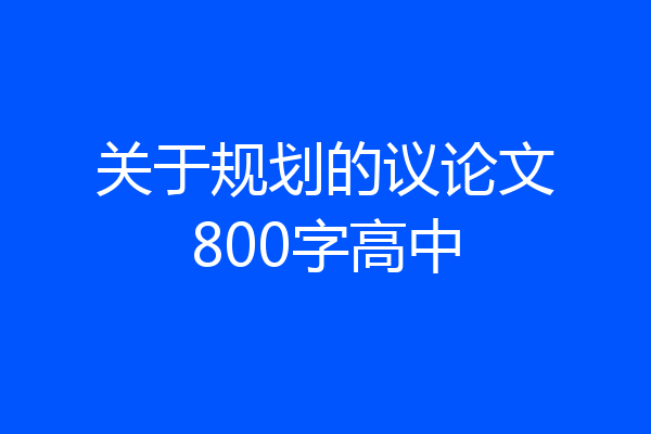 关于规划的议论文800字高中