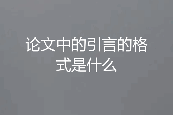 论文中的引言的格式是什么