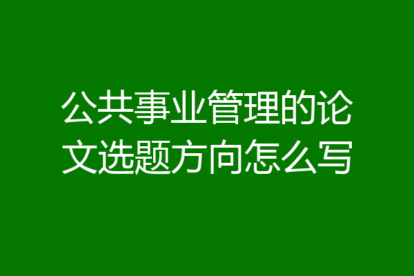 公共事业管理的论文选题方向怎么写