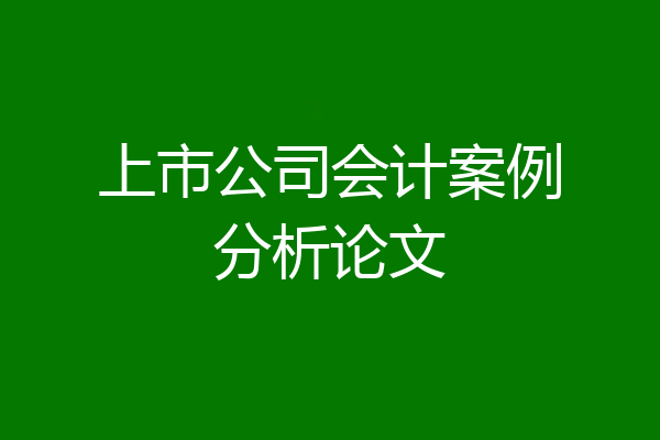上市公司会计案例分析论文
