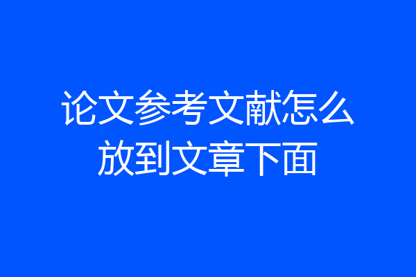 论文参考文献怎么放到文章下面