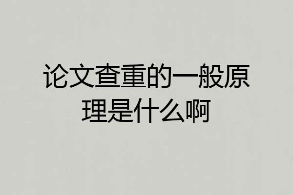 论文查重的一般原理是什么啊