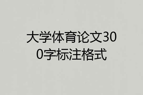 大学体育论文300字标注格式