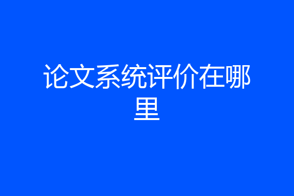 论文系统评价在哪里