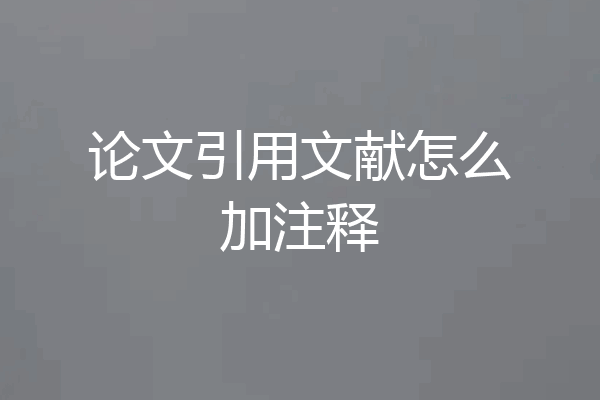 论文引用文献怎么加注释
