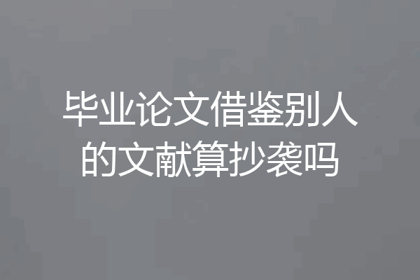毕业论文借鉴别人的文献算抄袭吗