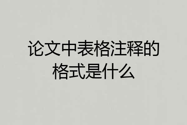 论文中表格注释的格式是什么