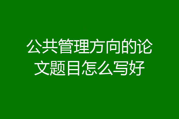公共管理方向的论文题目怎么写好