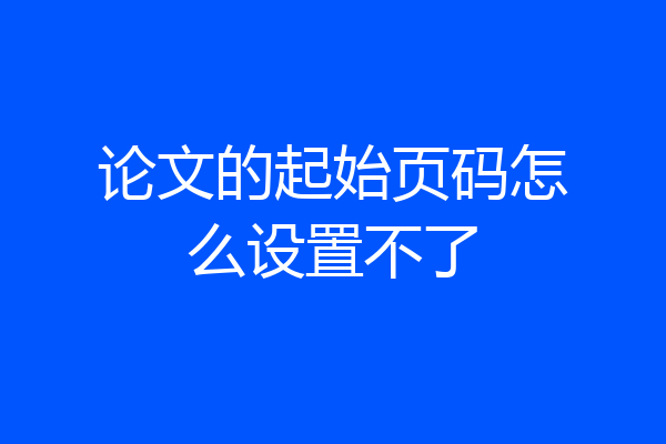 论文的起始页码怎么设置不了