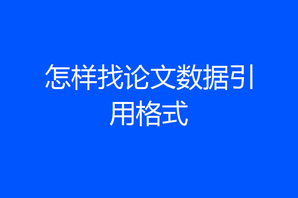 怎样找论文数据引用格式