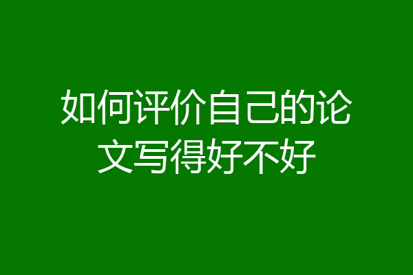 如何评价自己的论文写得好不好