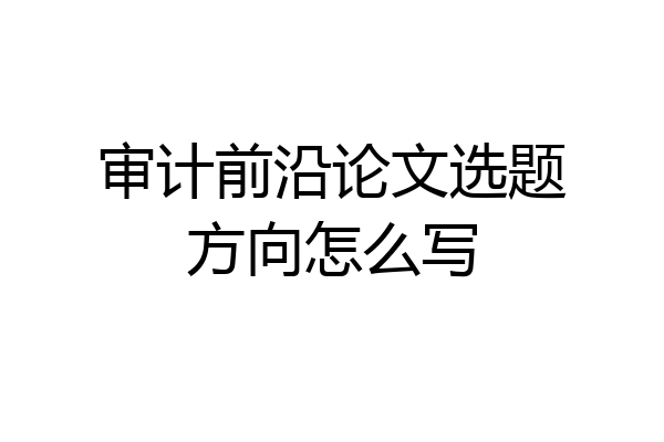 审计前沿论文选题方向怎么写