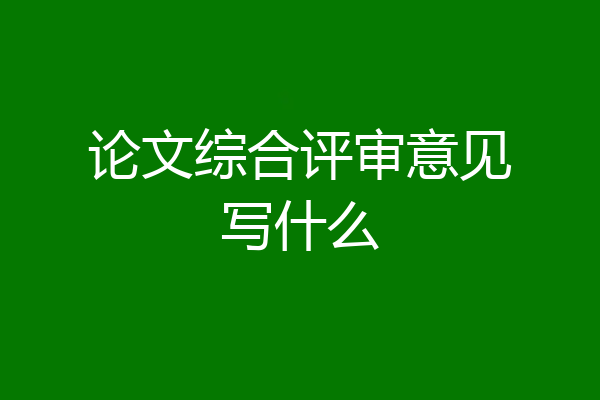 论文综合评审意见写什么