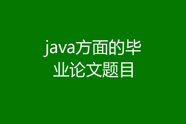 java方面的毕业论文题目